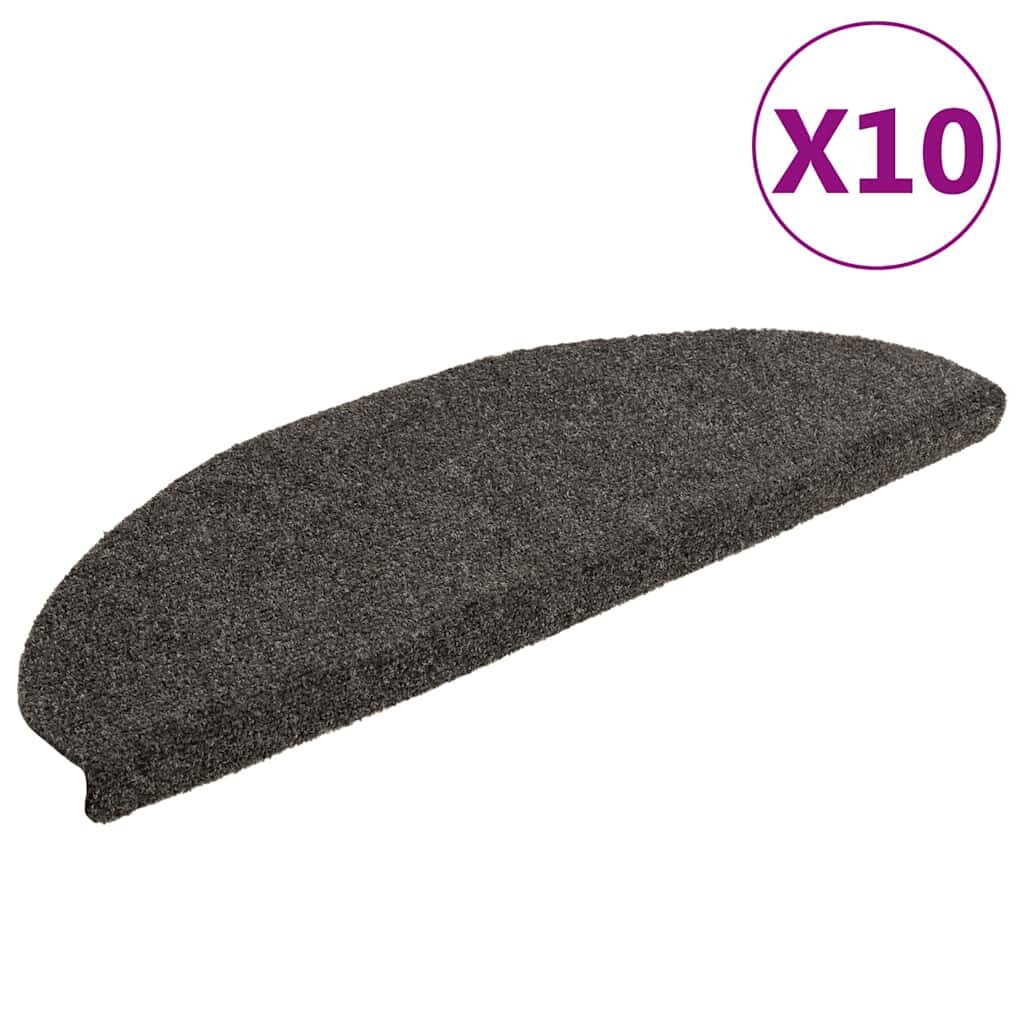 vidaXL Изтривалки за стълби самозалепващи се 10 бр. 65x21x4 см антрацит полукръгли големи