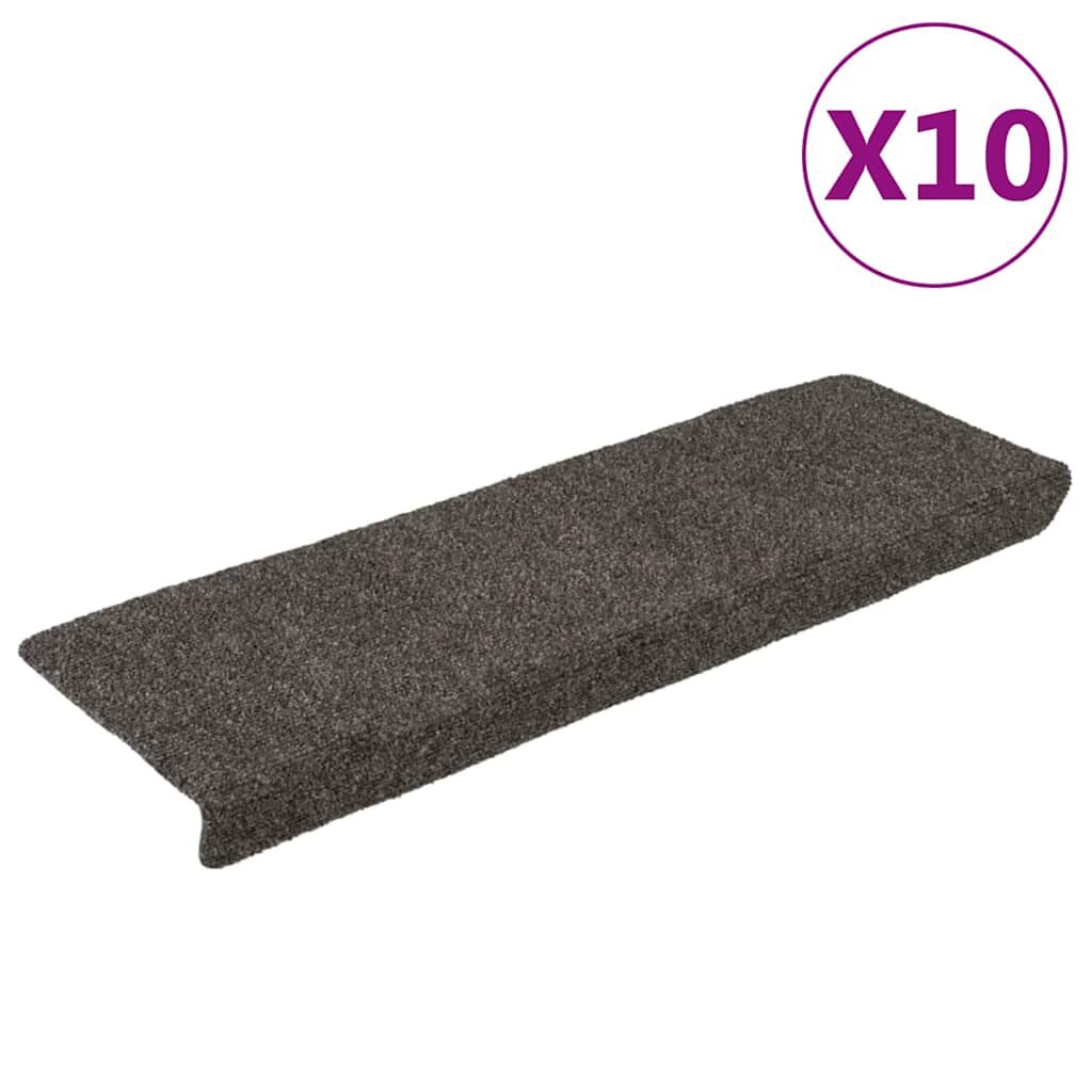 vidaXL Изтривалки за стълби самозалепващи се 10 бр. 65x21x4 см антрацит правоъгълен кант