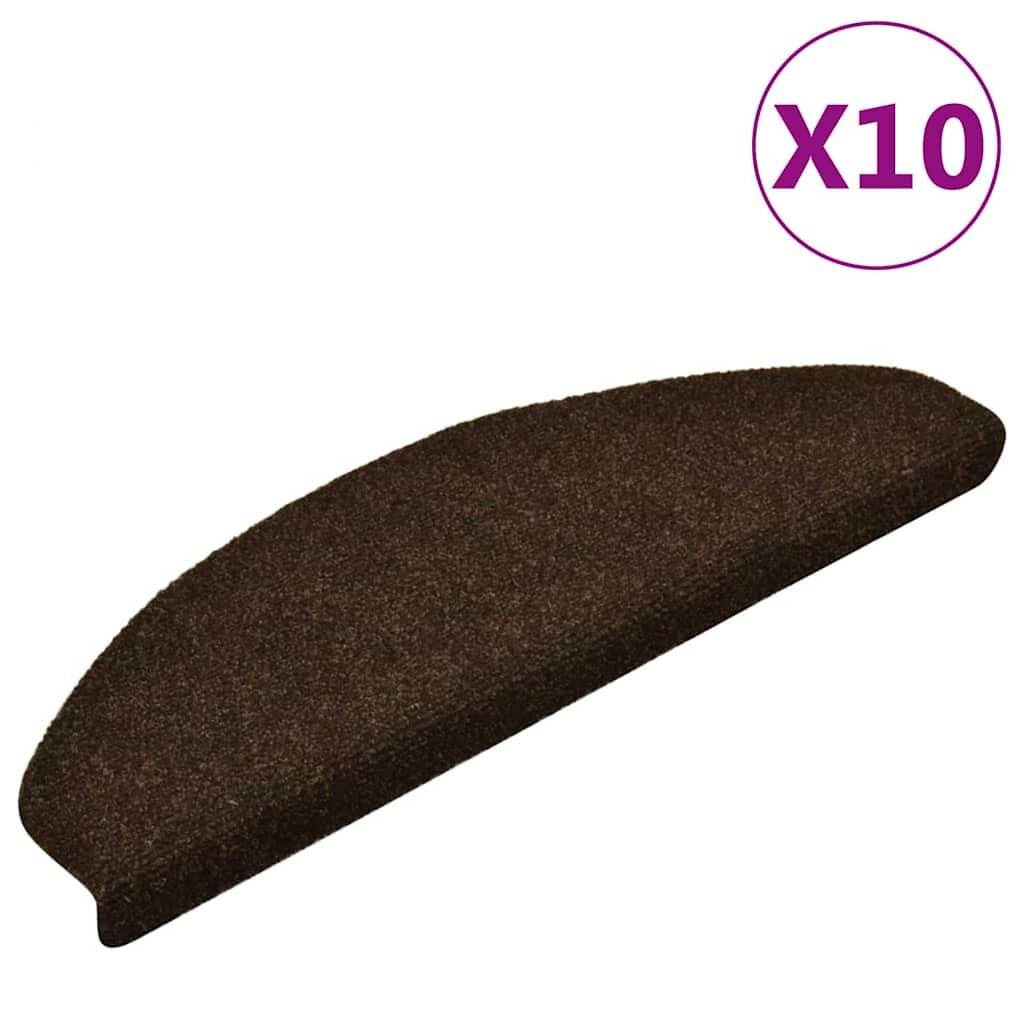 vidaXL Изтривалки за стълби самозалепващи се 10 бр. 65x21x4 см кафяви полукръгли големи