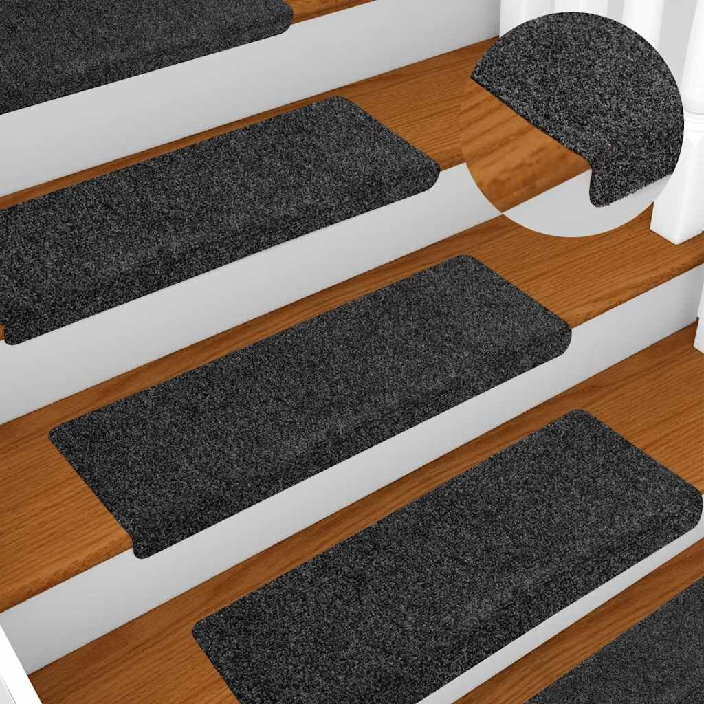 vidaXL Изтривалки за стълби самозалепващи се 10 бр. 65x21x4 см тъмносиви с правоъгълен кант