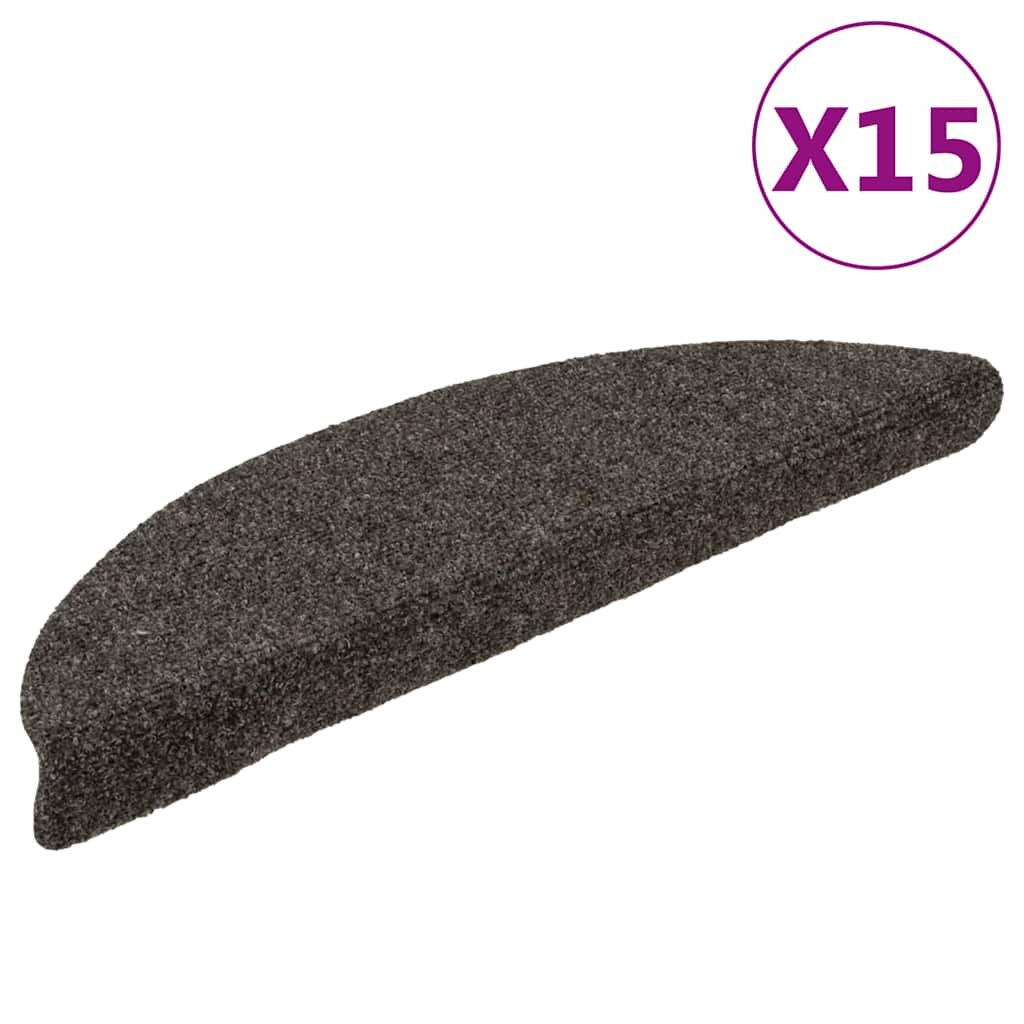 vidaXL Изтривалки за стълби самозалепващи се 15 бр. 56x17x3 см антрацит полукръгли