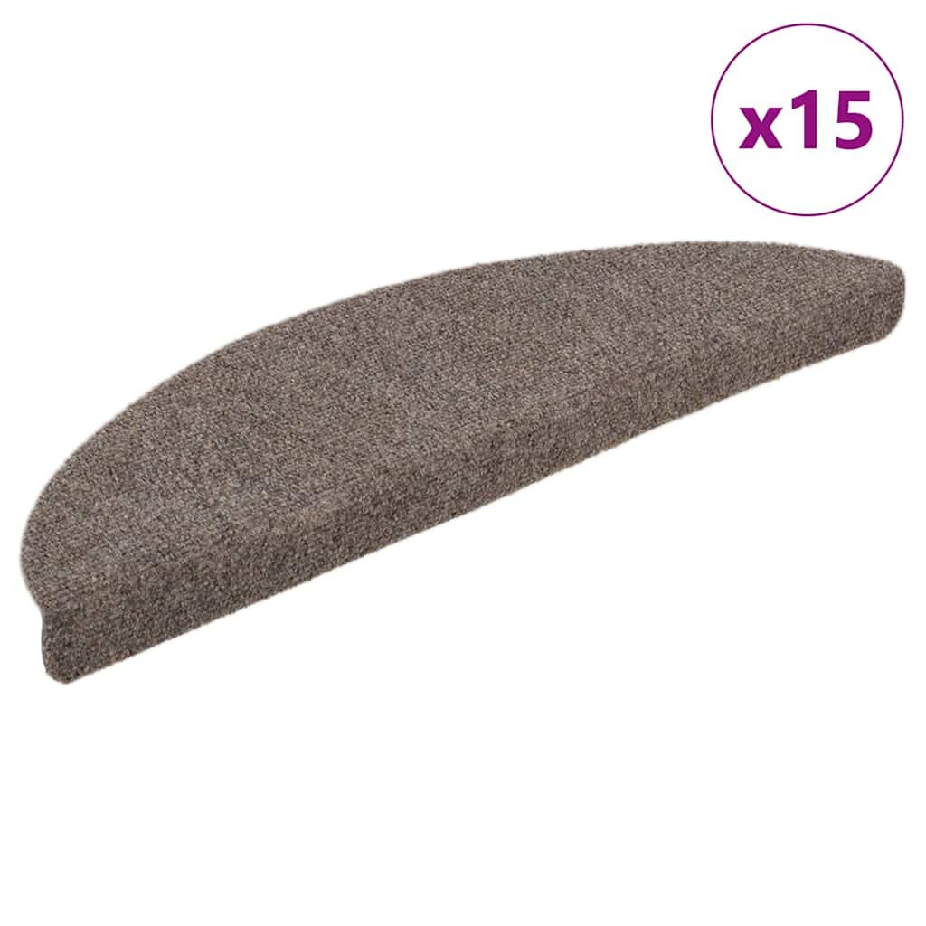 vidaXL Изтривалки за стълби самозалепващи се 15 бр. 56x17x3 см бежови полукръгли