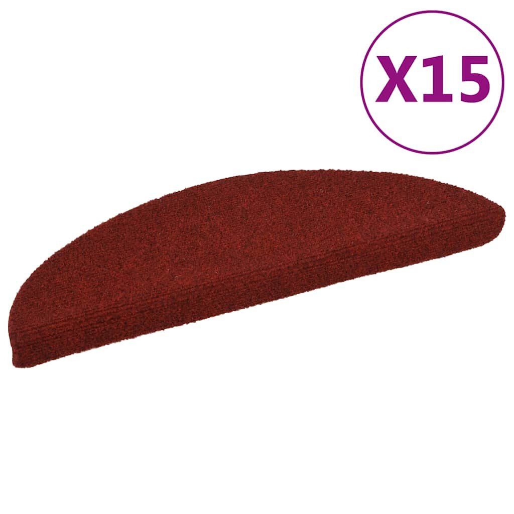 vidaXL Изтривалки за стълби самозалепващи се 15 бр. 56x17x3 см бордо червени полукръгли