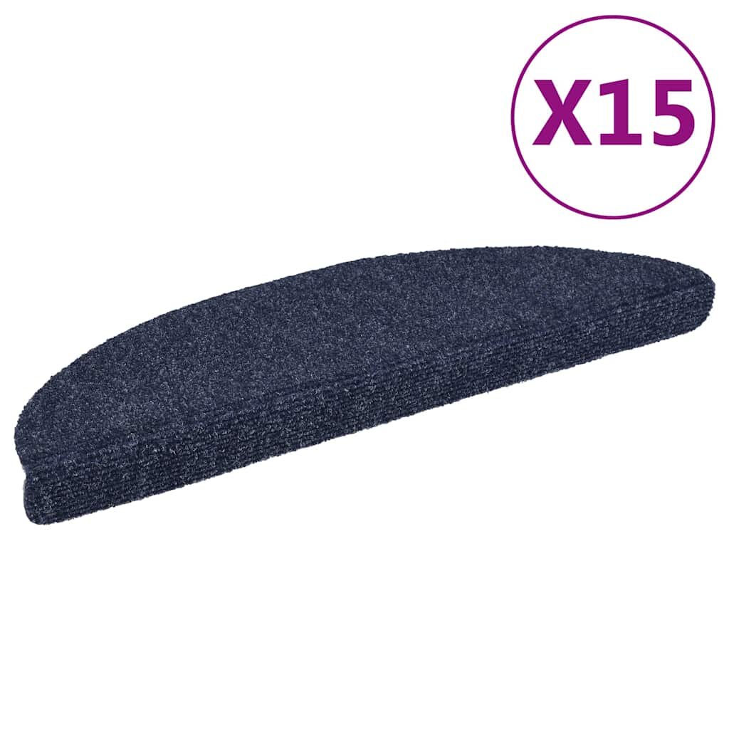 vidaXL Изтривалки за стълби самозалепващи се 15 бр. 56x17x3 см сини полукръгли