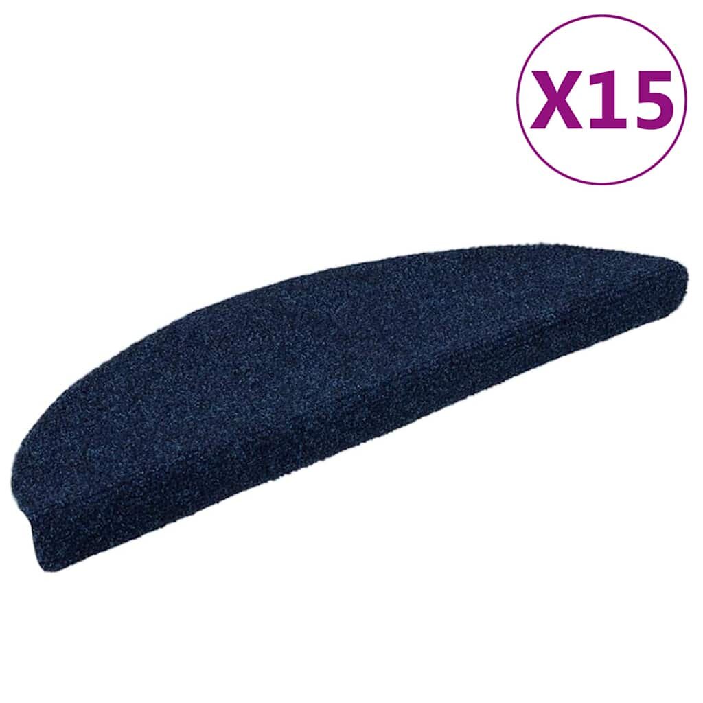 vidaXL Изтривалки за стълби самозалепващи се 15 бр. 56x17x3 см тъмносини полукръгли