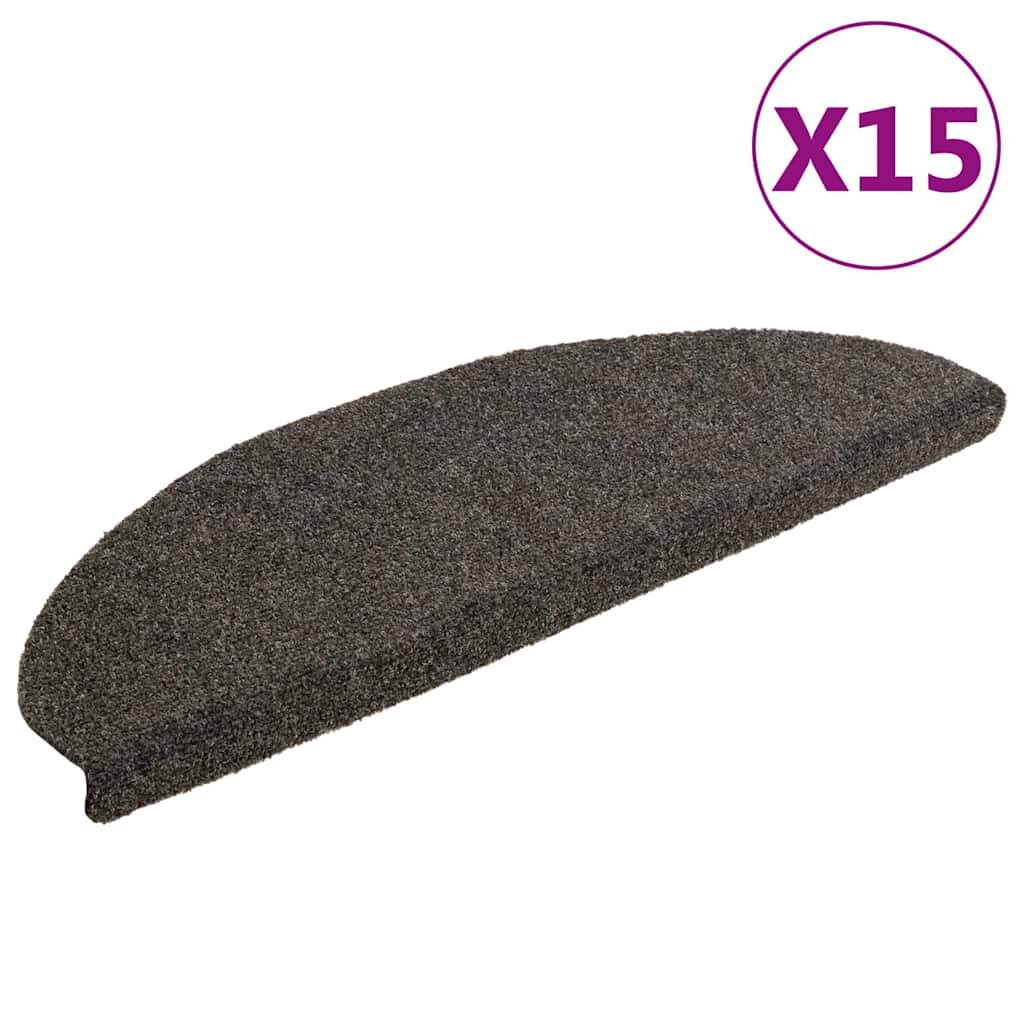 vidaXL Изтривалки за стълби самозалепващи се 15 бр. 65x21x4 см антрацит полукръгли големи