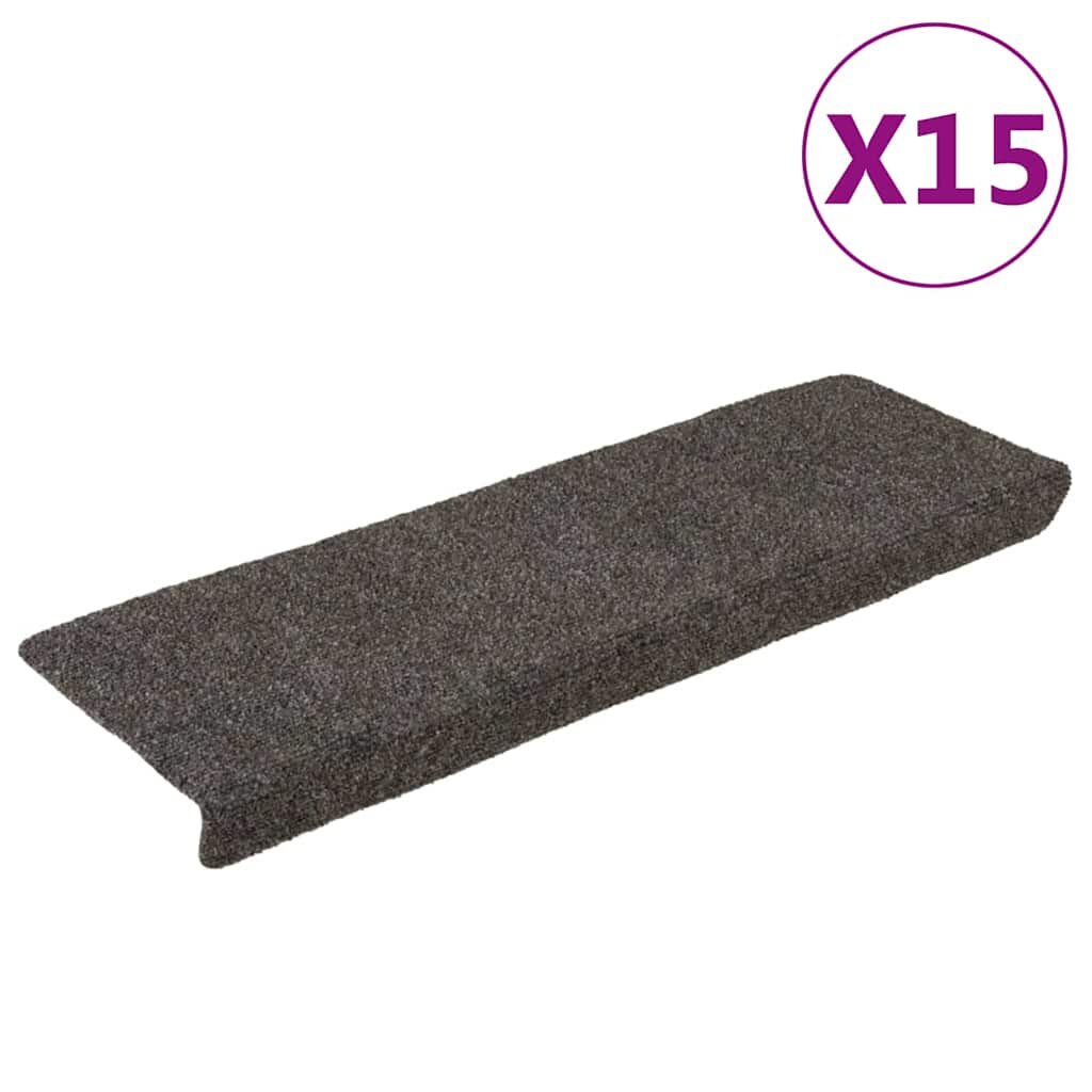 vidaXL Изтривалки за стълби самозалепващи се 15 бр. 65x21x4 см антрацит правоъгълен кант