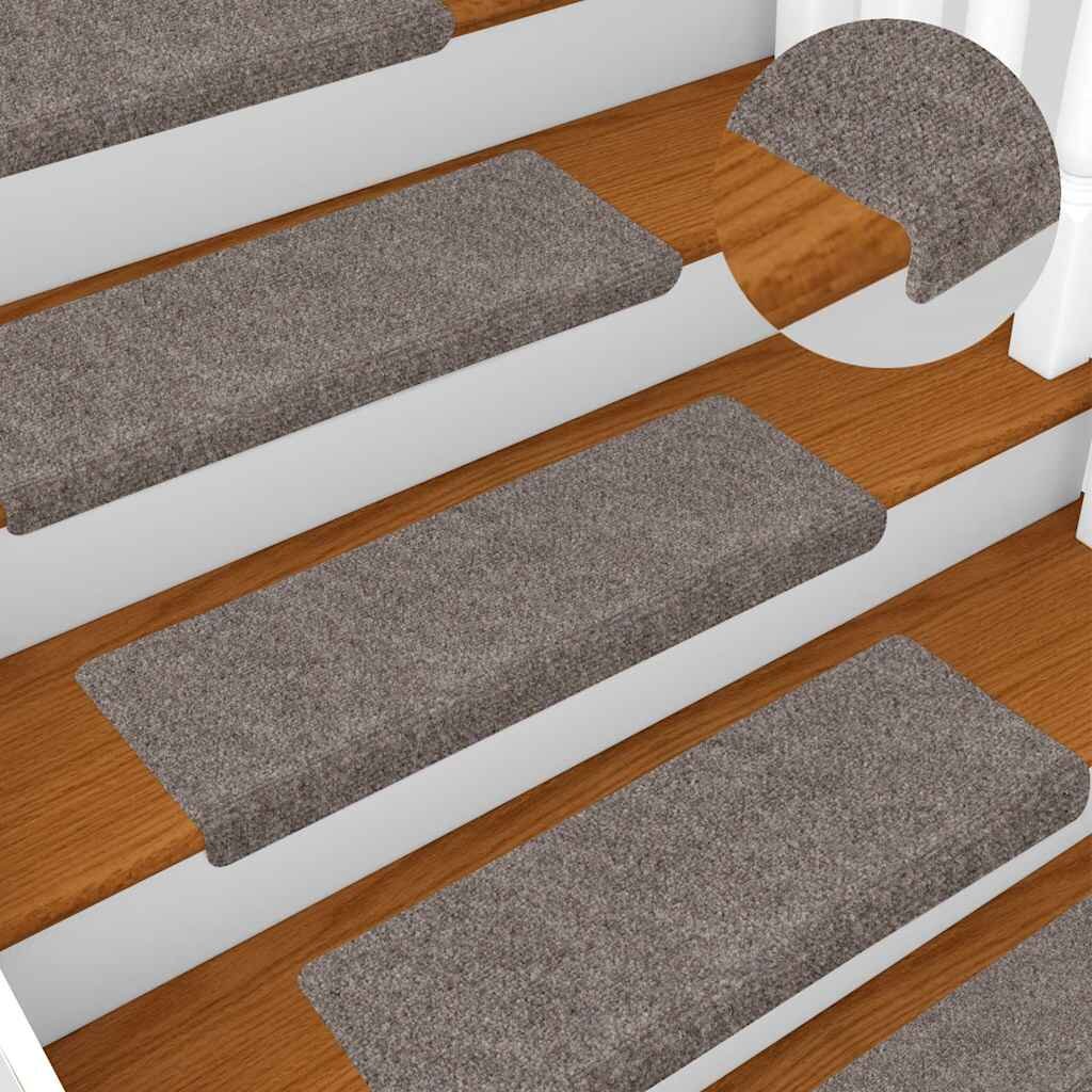 vidaXL Изтривалки за стълби самозалепващи се 15 бр. 65x21x4 см бежови с правоъгълен кант