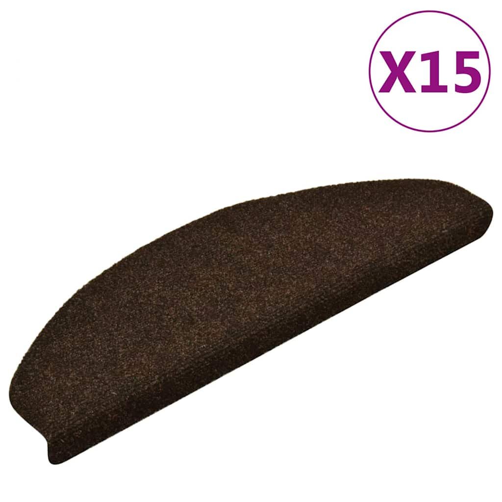 vidaXL Изтривалки за стълби самозалепващи се 15 бр. 65x21x4 см кафяви полукръгли големи