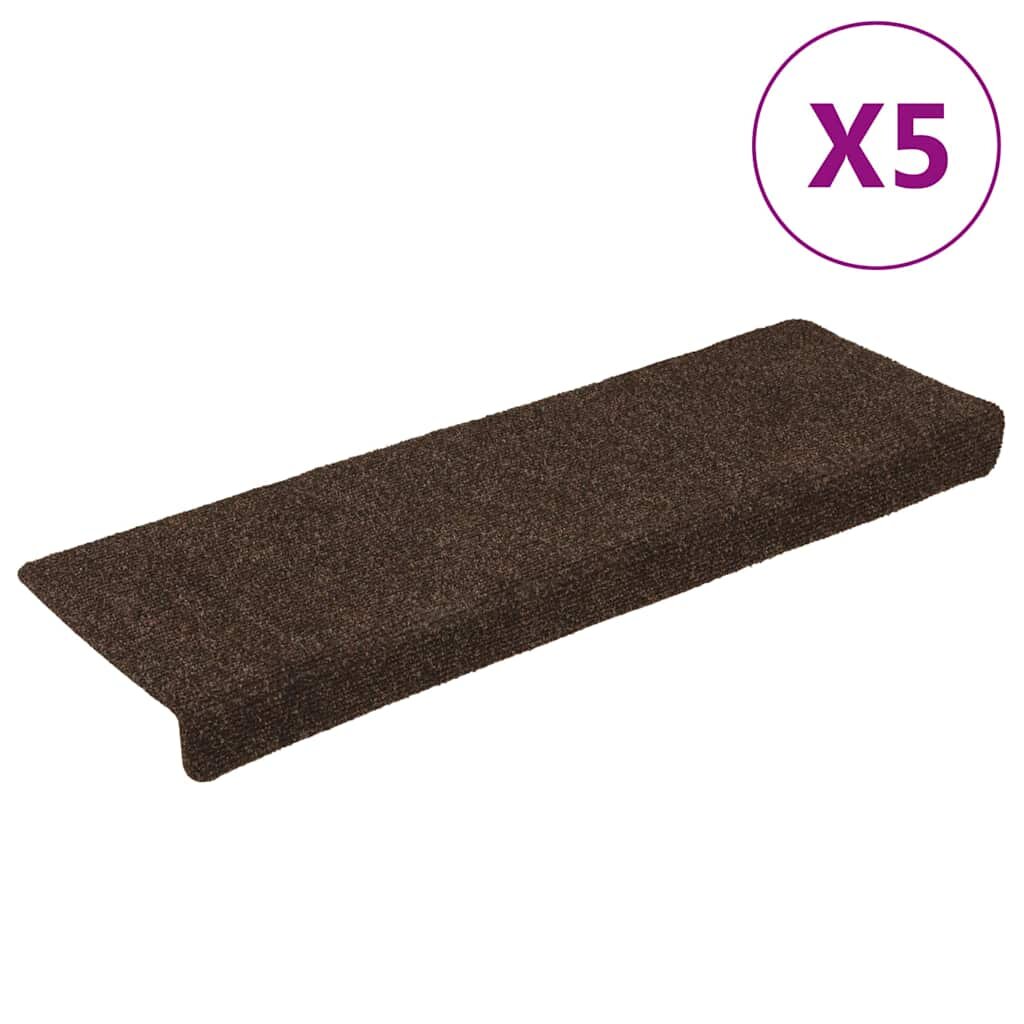 vidaXL Изтривалки за стълби самозалепващи се 15 бр. 65x21x4 см кафяви с правоъгълен кант