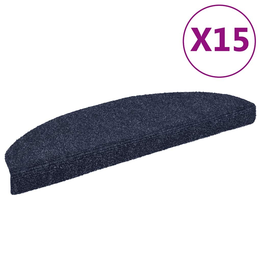 vidaXL Изтривалки за стълби самозалепващи се 15 бр. 65x21x4 см сини полукръгли големи