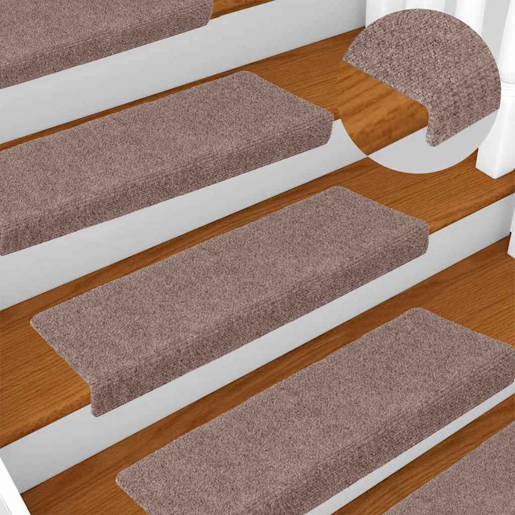 vidaXL Изтривалки за стълби самозалепващи се 15 бр. 65x21x4 см светлокафяви с правоъгълен ръб