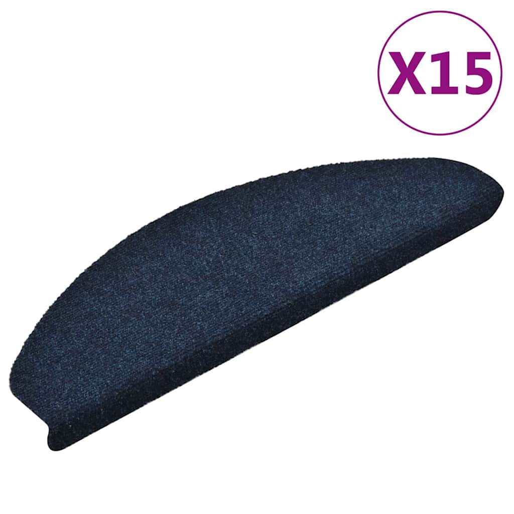 vidaXL Изтривалки за стълби самозалепващи се 15 бр. 65x21x4 см тъмносини полукръгли големи