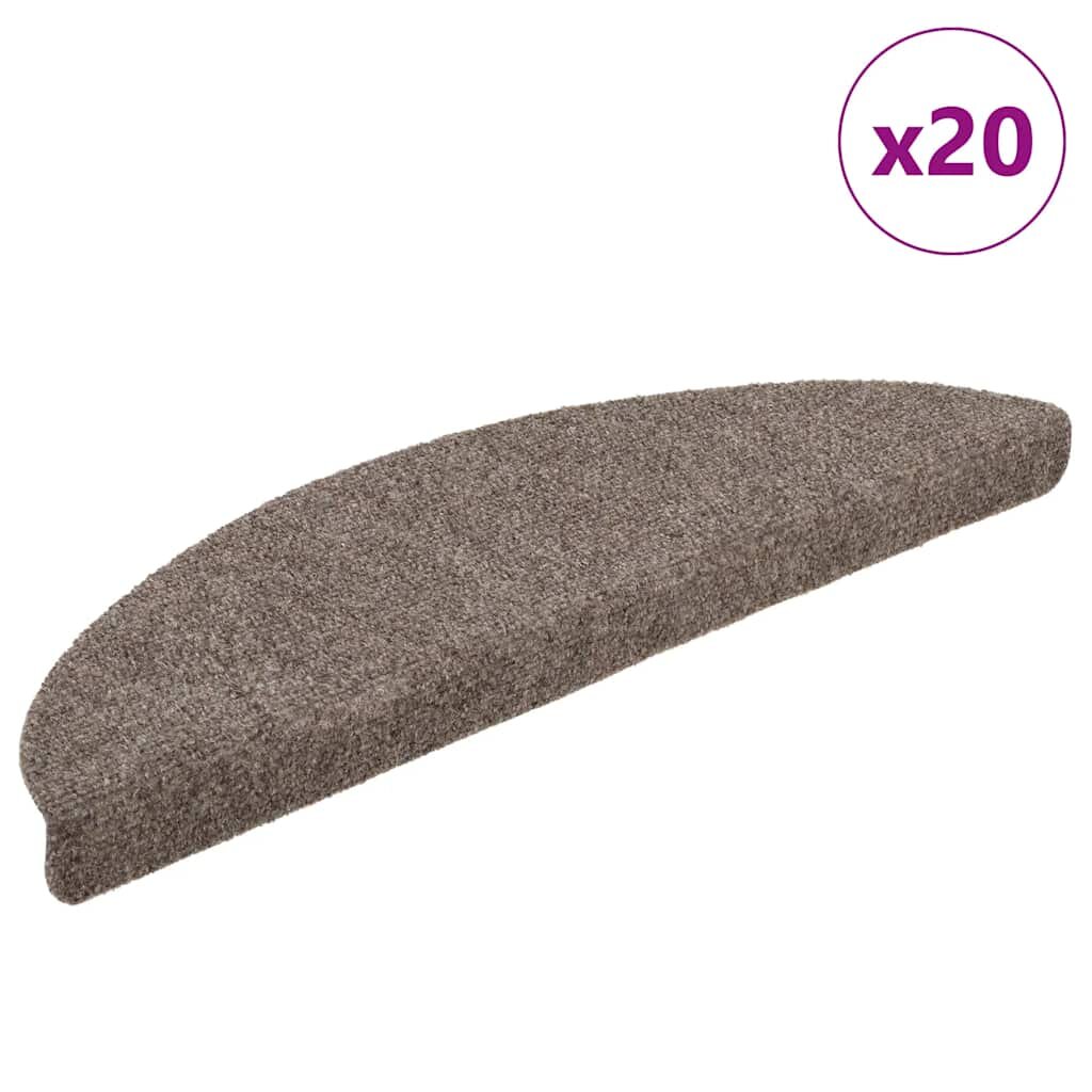 vidaXL Изтривалки за стълби самозалепващи се 20 бр. 56x17x3 см бежови полукръгли
