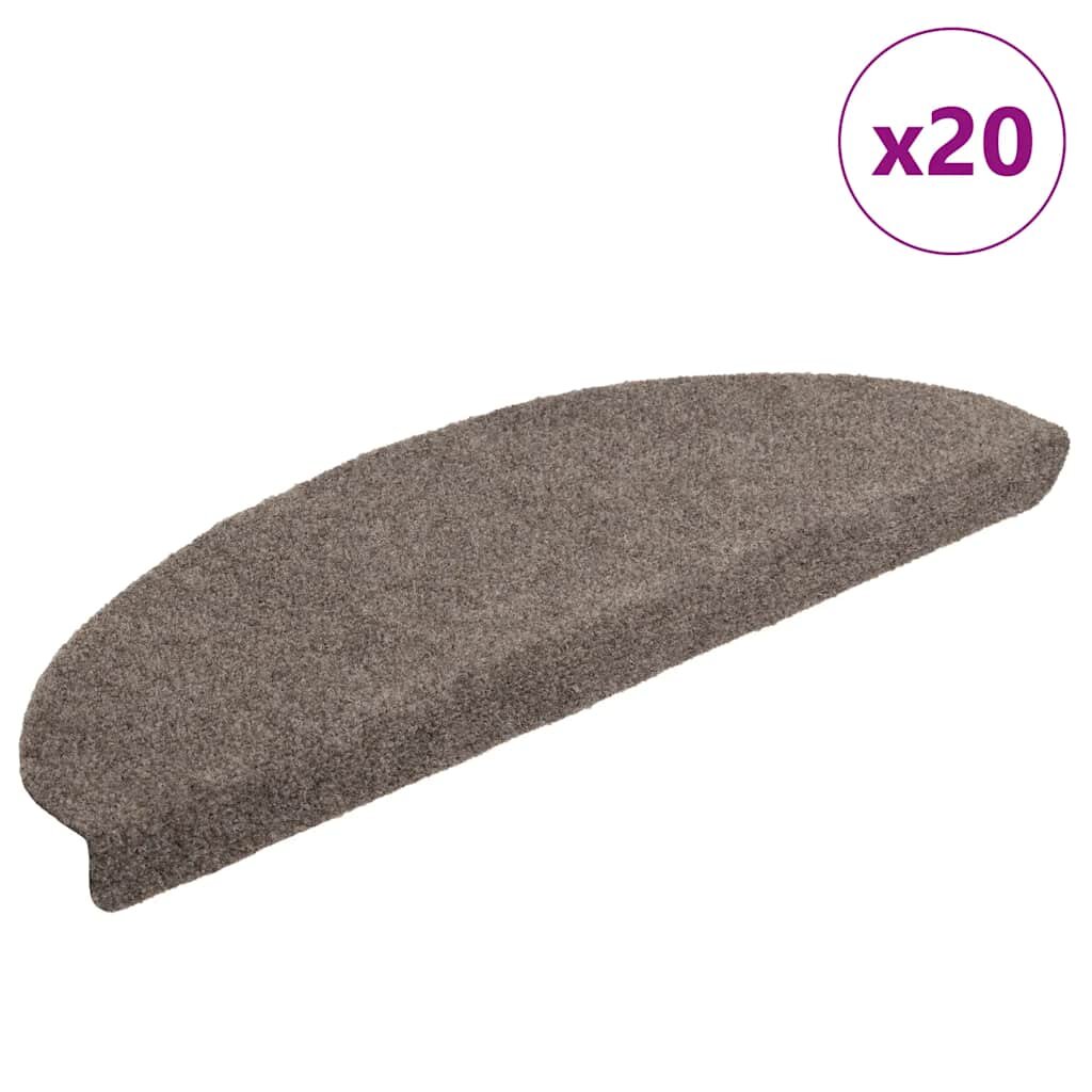 vidaXL Изтривалки за стълби самозалепващи се 20 бр. 65x21x4 см бежови полукръгли големи