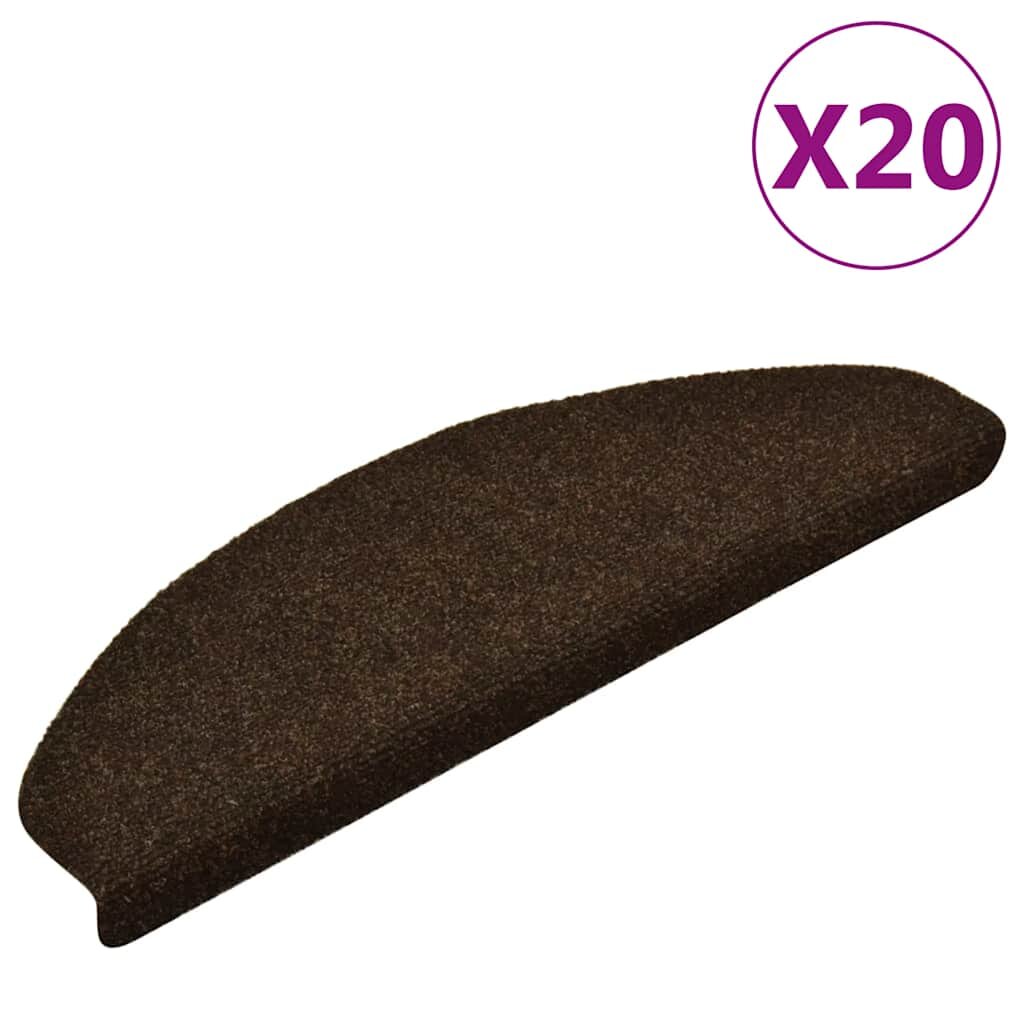 vidaXL Изтривалки за стълби самозалепващи се 20 бр. 65x21x4 см кафяви полукръгли големи