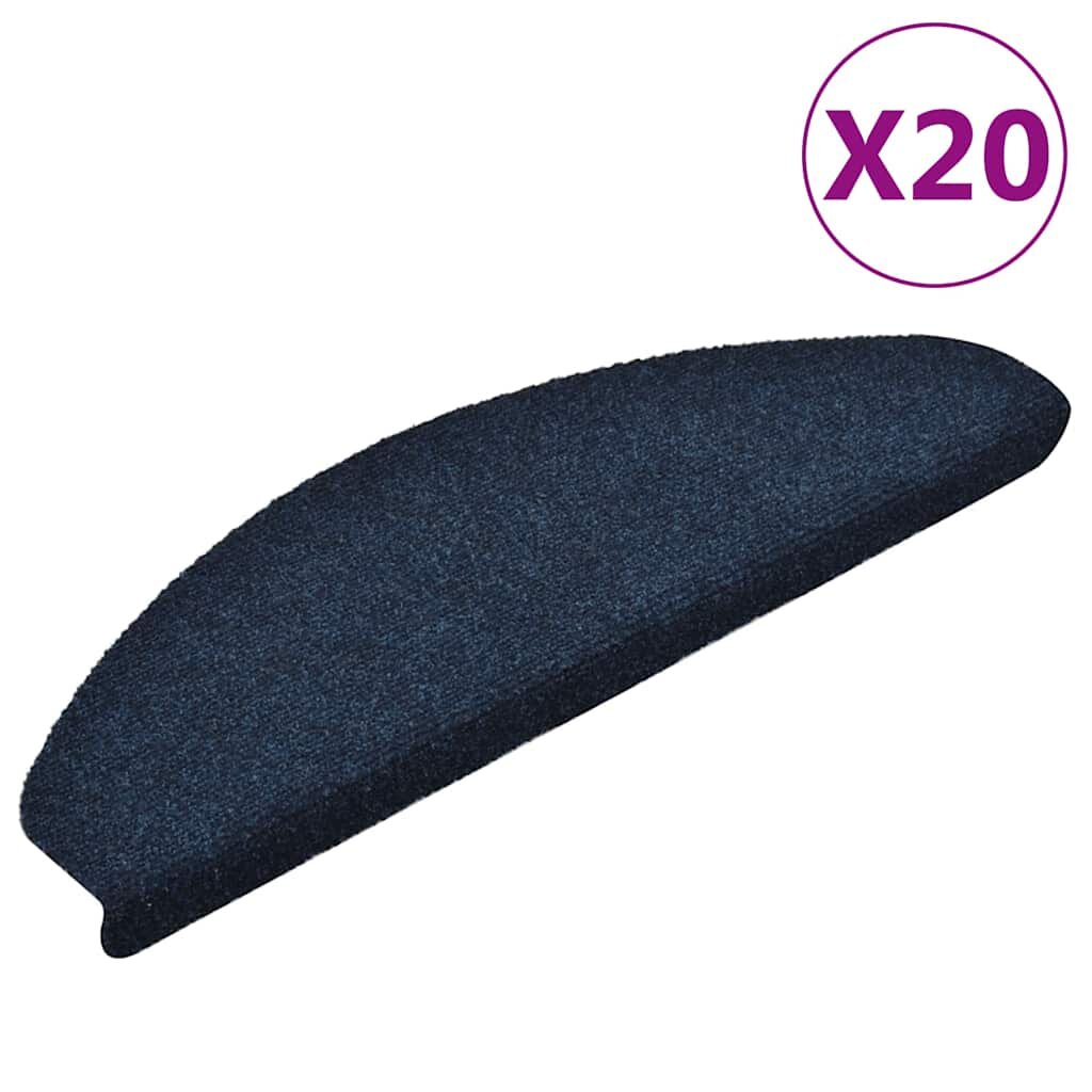 vidaXL Изтривалки за стълби самозалепващи се 20 бр. 65x21x4 см тъмносини полукръгли големи