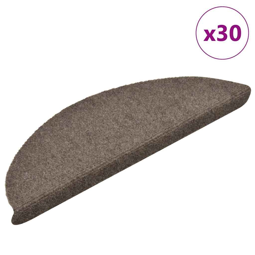 vidaXL Изтривалки за стълби самозалепващи се 30 бр. 56x17x3 см бежови полукръгли