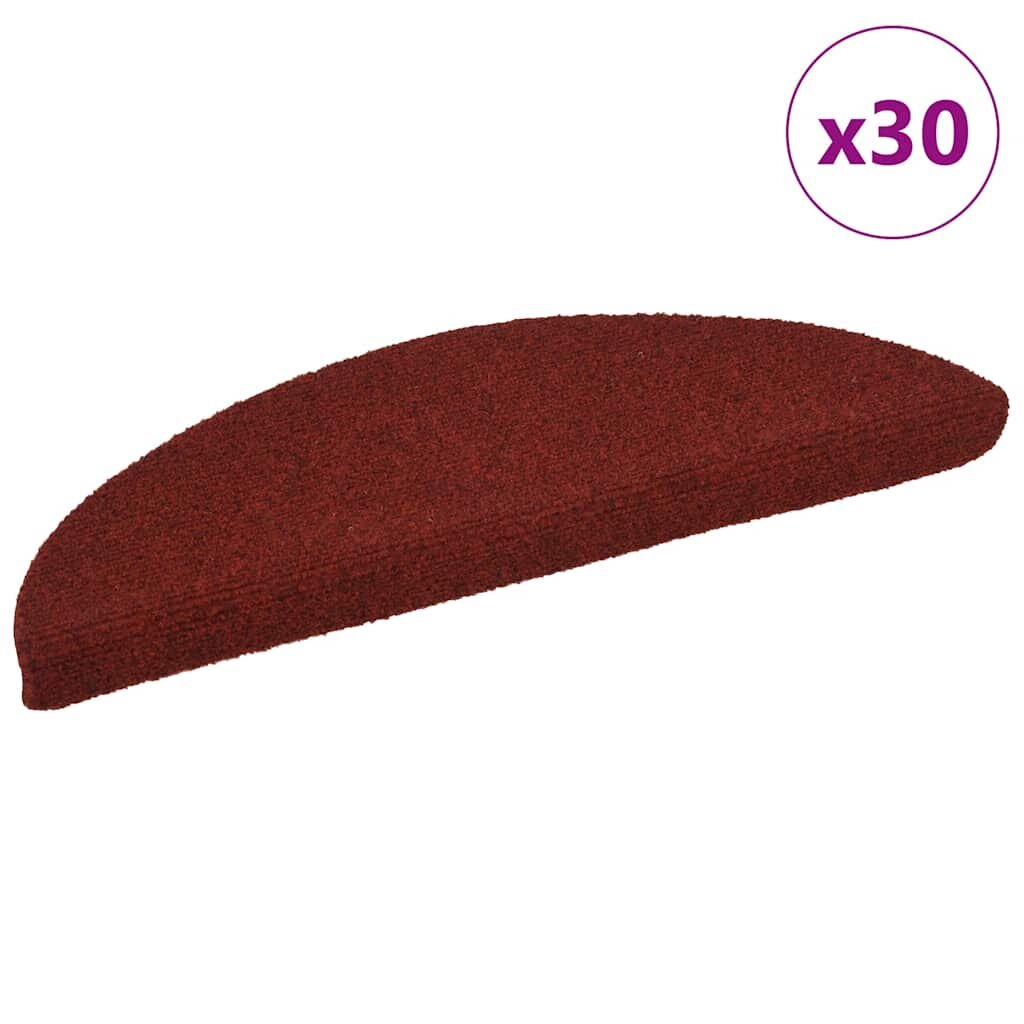 vidaXL Изтривалки за стълби самозалепващи се 30 бр. 56x17x3 см бордо червени полукръгли