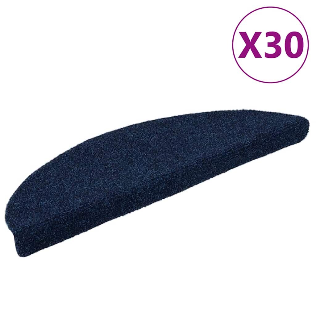 vidaXL Изтривалки за стълби самозалепващи се 30 бр. 56x17x3 см тъмносини полукръгли