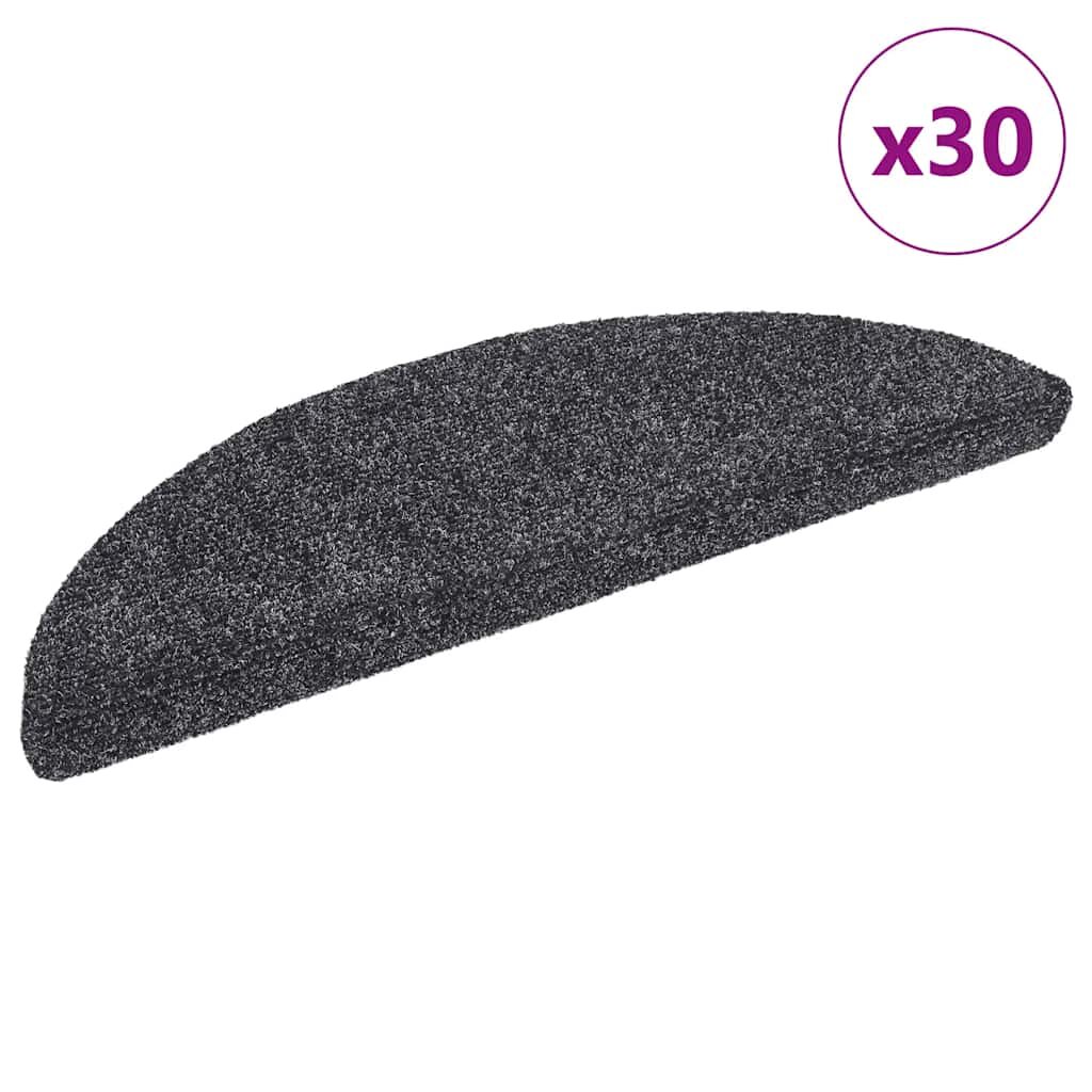 vidaXL Изтривалки за стълби самозалепващи се 30 бр. 56x17x3 см тъмносиви полукръгли