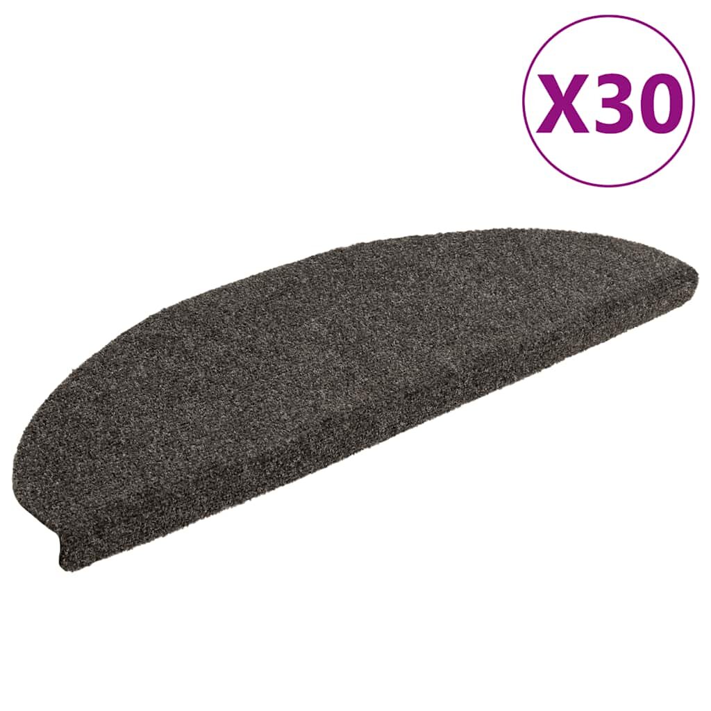 vidaXL Изтривалки за стълби самозалепващи се 30 бр. 65x21x4 см антрацит полукръгли големи