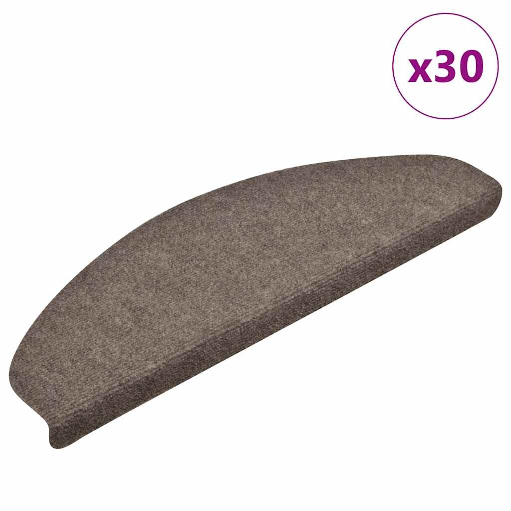 vidaXL Изтривалки за стълби самозалепващи се 30 бр. 65x21x4 см бежови полукръгли големи