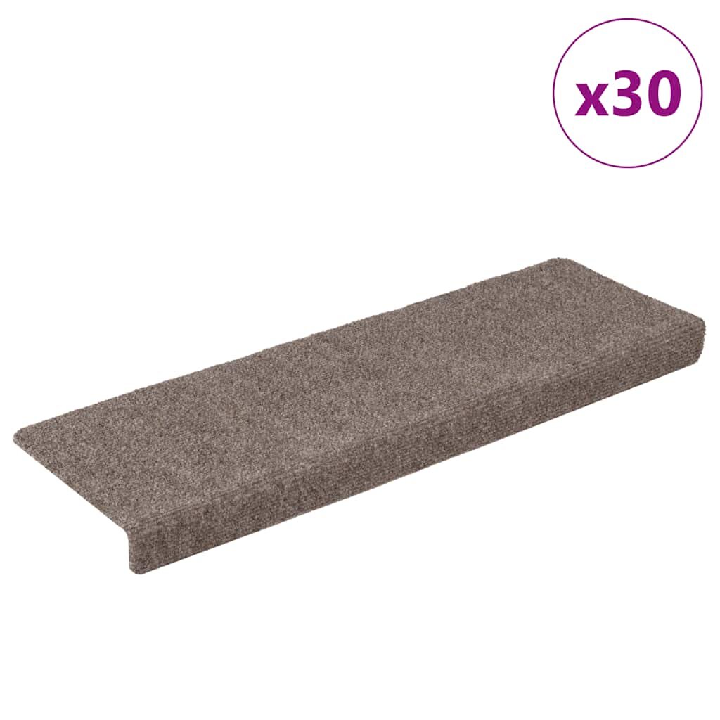 vidaXL Изтривалки за стълби самозалепващи се 30 бр. 65x21x4 см бежови с правоъгълен кант