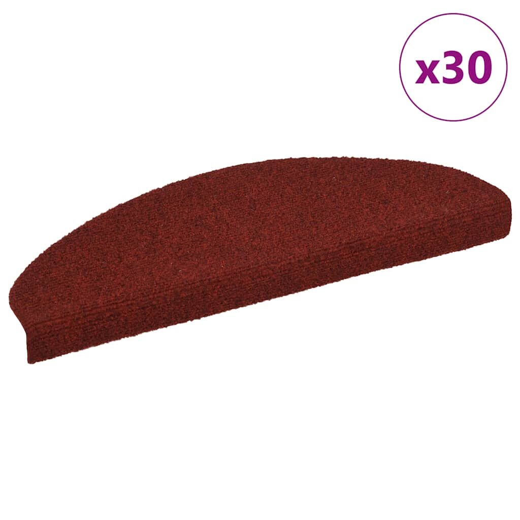 vidaXL Изтривалки за стълби самозалепващи се 30 бр. 65x21x4 см бордо червени полукръгли големи