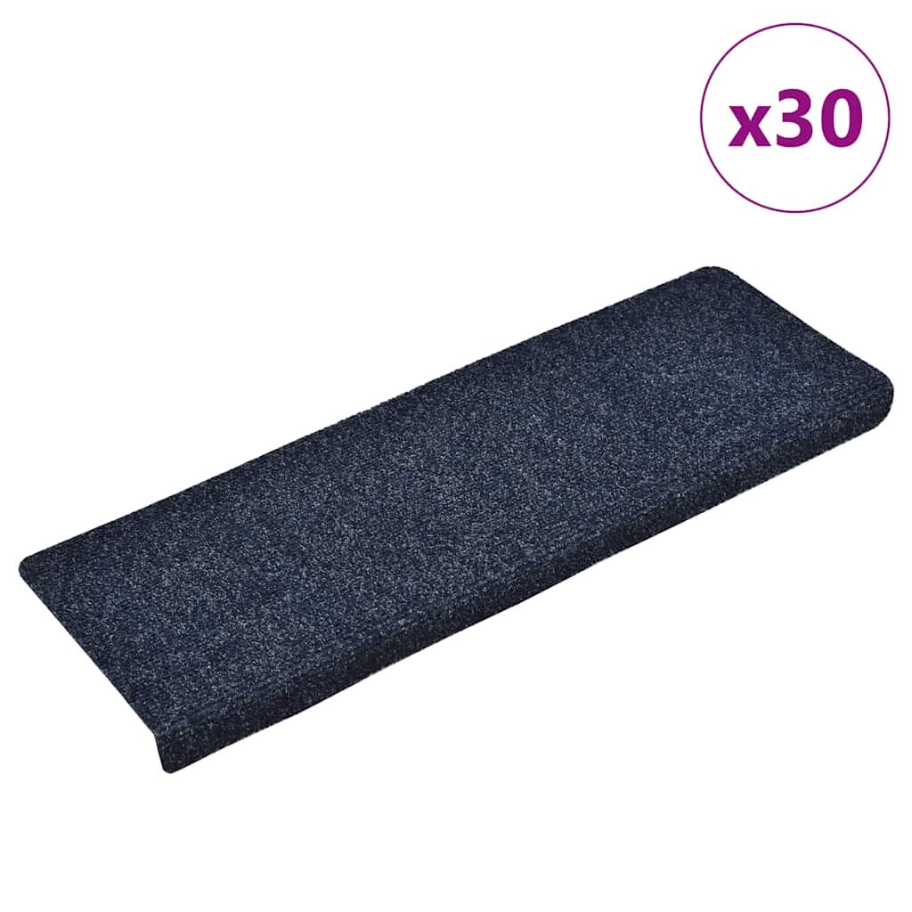 vidaXL Изтривалки за стълби самозалепващи се 30 бр. 65x21x4 см сини правоъгълни кант