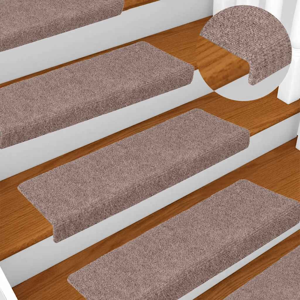 vidaXL Изтривалки за стълби самозалепващи се 30 бр. 65x21x4 см светлокафяви с правоъгълен ръб