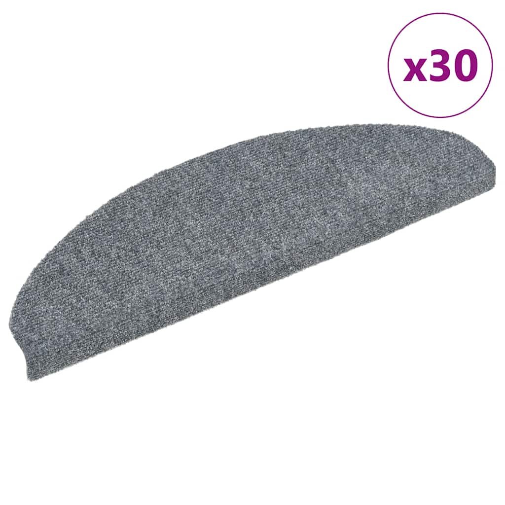 vidaXL Изтривалки за стълби самозалепващи се 30 бр. 65x21x4 см светлосиви полукръгли големи