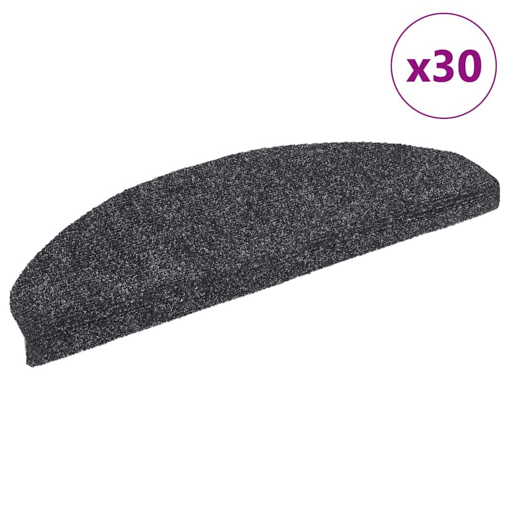 vidaXL Изтривалки за стълби самозалепващи се 30 бр. 65x21x4 см тъмносиви полукръгли големи