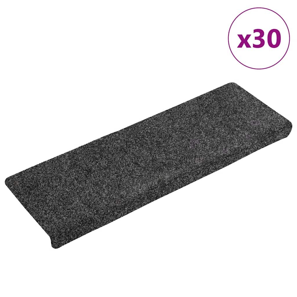 vidaXL Изтривалки за стълби самозалепващи се 30 бр. 65x21x4 см тъмносиви с правоъгълен кант