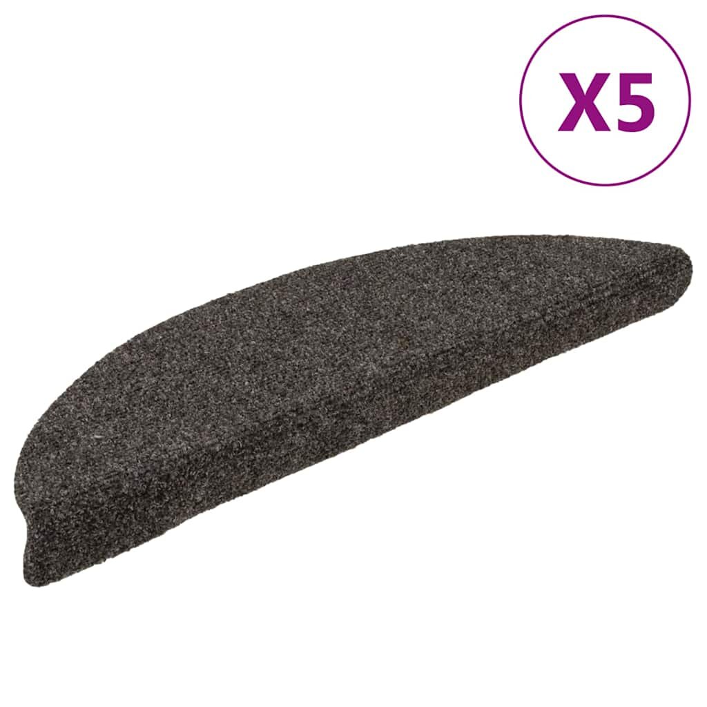 vidaXL Изтривалки за стълби самозалепващи се 5 бр. 56x17x3 см антрацит полукръгли