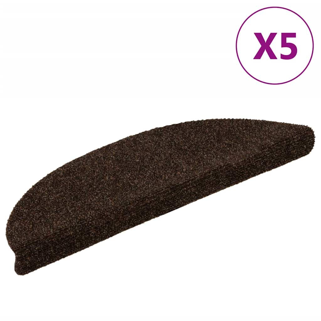 vidaXL Изтривалки за стълби самозалепващи се 5 бр. 56x17x3 см кафяви полукръгли