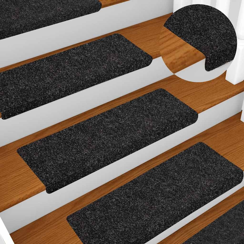 vidaXL Изтривалки за стълби самозалепващи се 5 бр. 65x21x4 см черни с правоъгълен кант