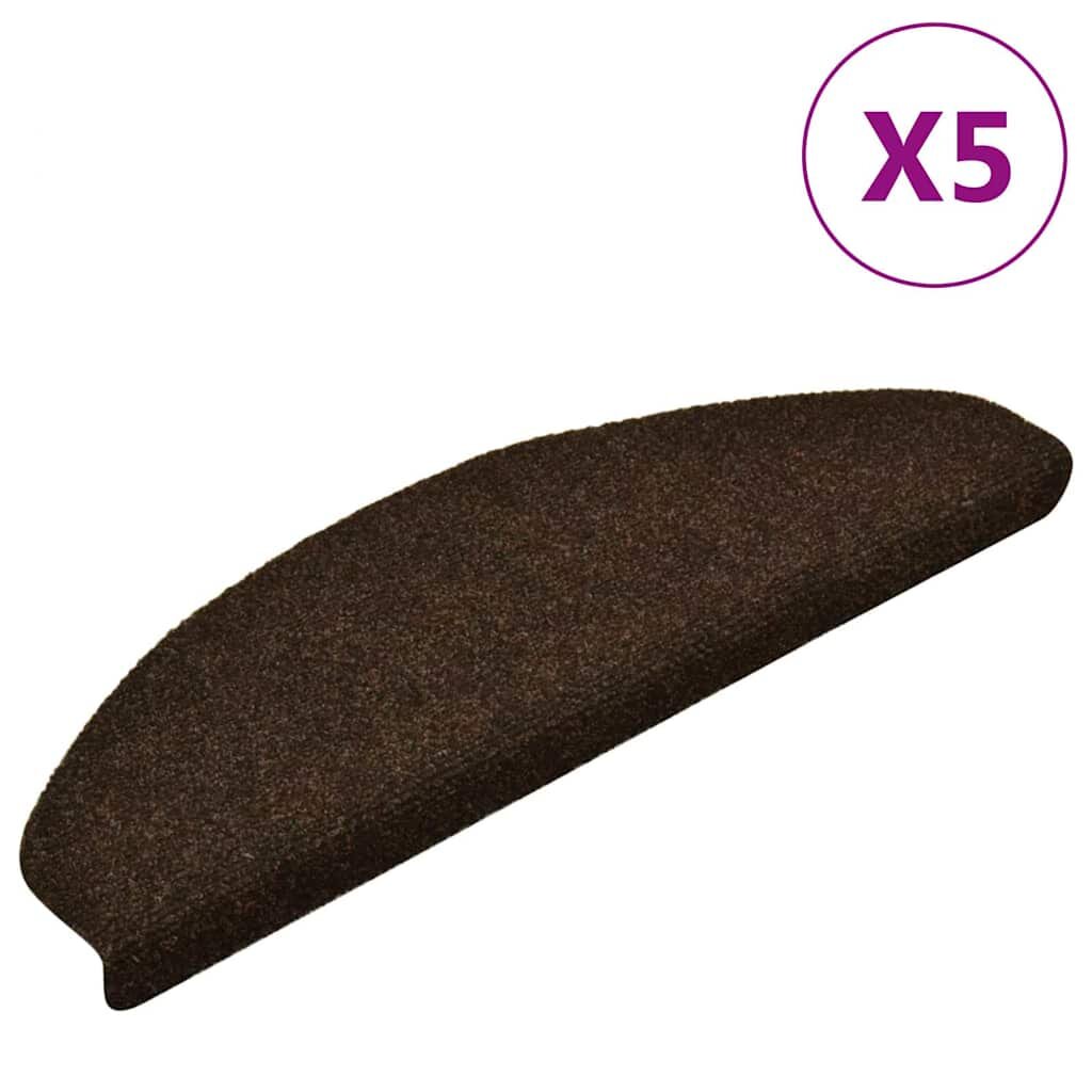 vidaXL Изтривалки за стълби самозалепващи се 5 бр. 65x21x4 см кафяви полукръгли големи