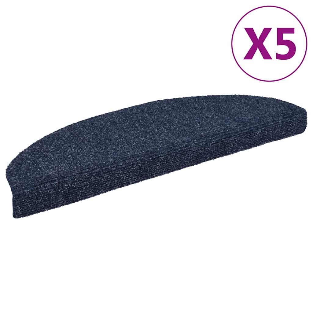 vidaXL Изтривалки за стълби самозалепващи се 5 бр. 65x21x4 см сини полукръгли големи