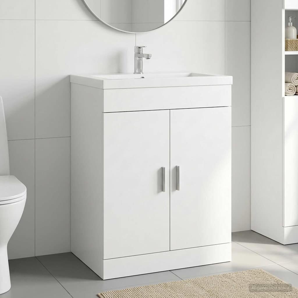 vidaXL Кабинет под мивка за баня Бяло 785 x 375 x 81 см