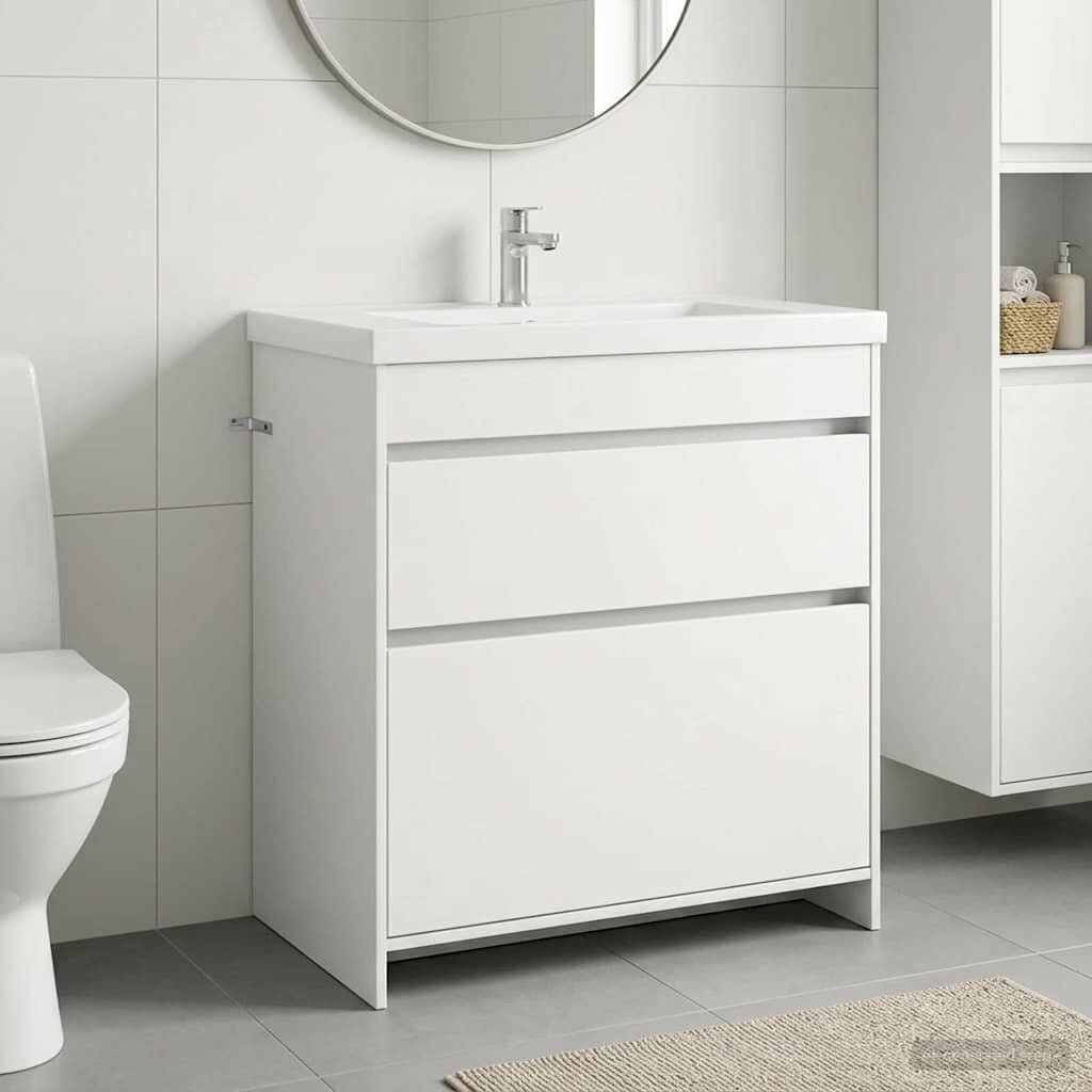 vidaXL Кабинет под мивка за баня Бяло 785 x 375 x 81 см
