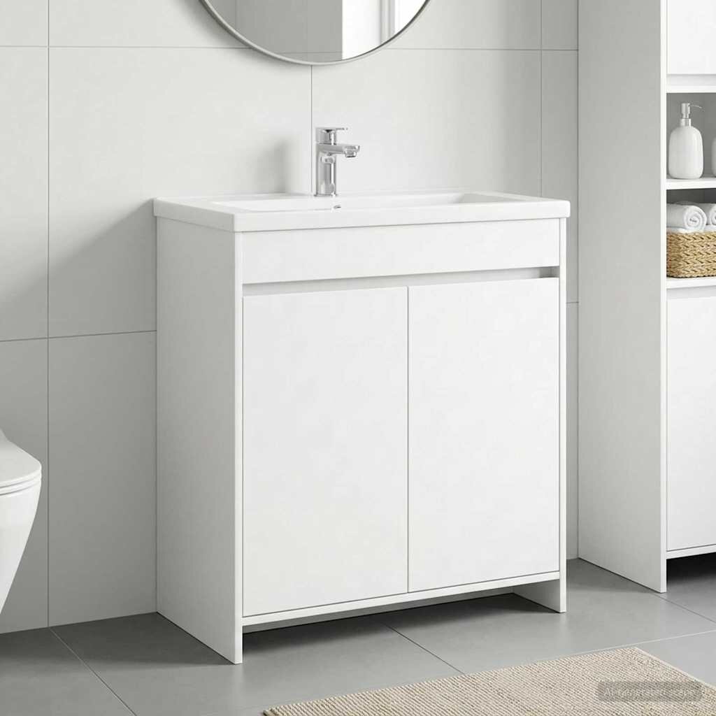 vidaXL Кабинет под мивка за баня Бяло 785 x 375 x 81 см