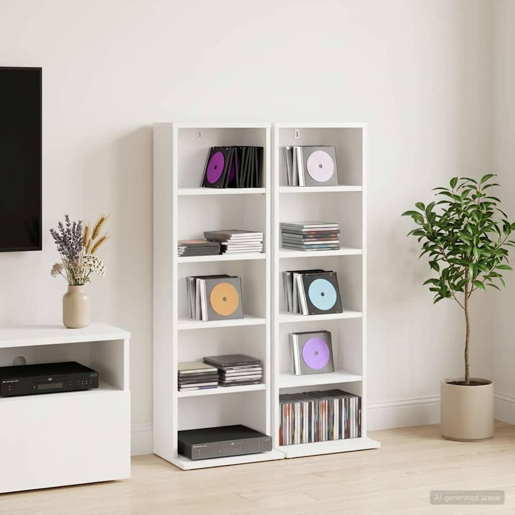 vidaXL Кабинет за CD 2 бр. Бяло 33 x 235 x 975 см