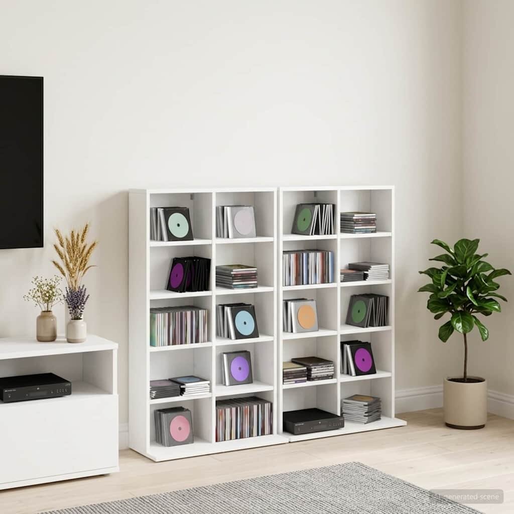 vidaXL Кабинет за CD 2 бр. Бяло 65 x 235 x 975 см