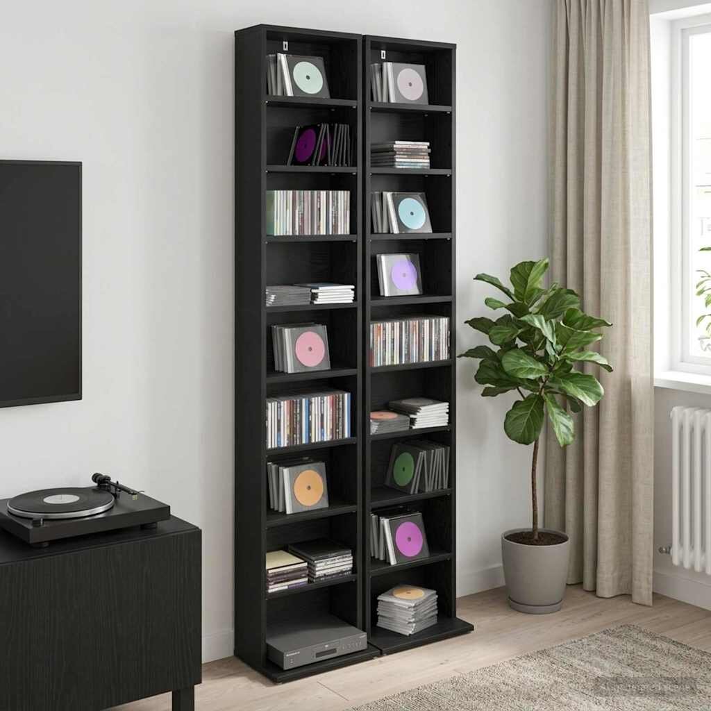 vidaXL Кабинет за CD 2 бр. Черен дъб 33 x 235 x 175 см