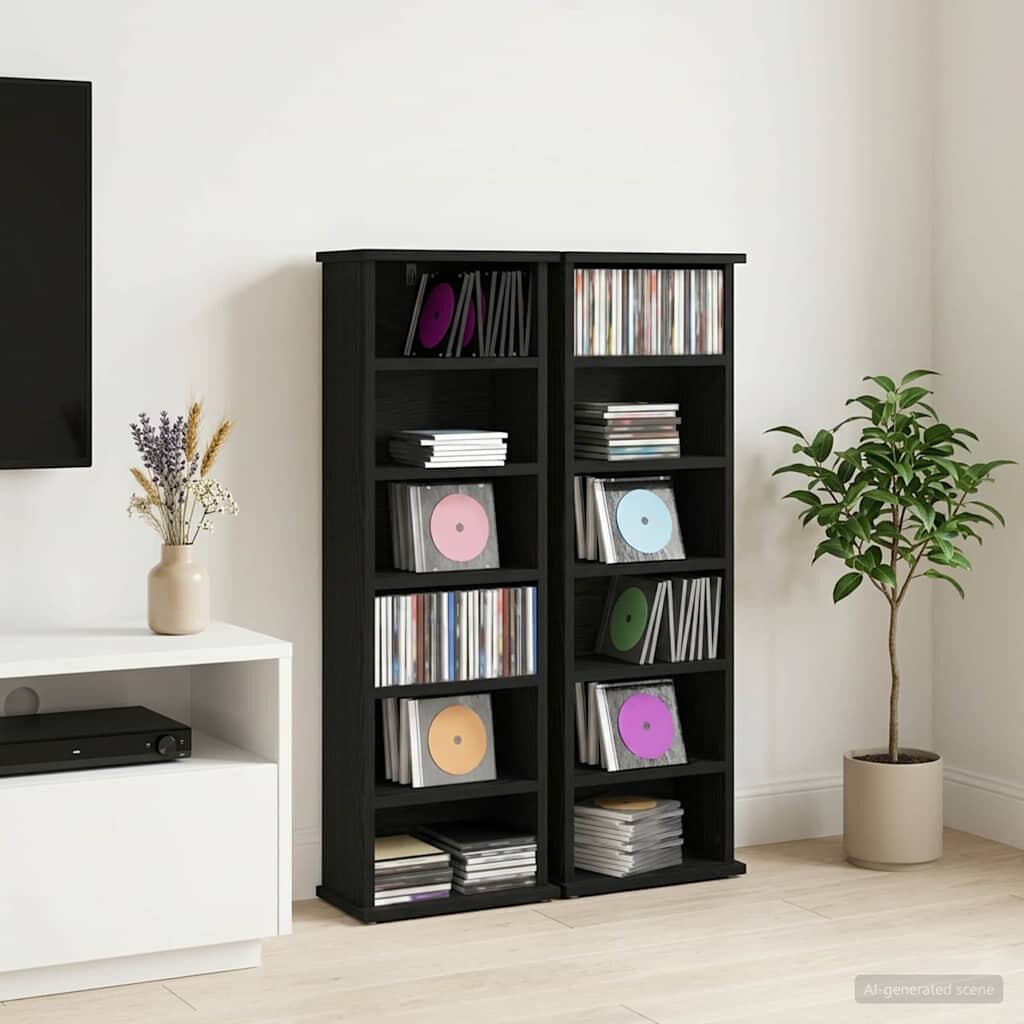 vidaXL Кабинет за CD 2 бр. Черен дъб 60 x 17 x 92 см