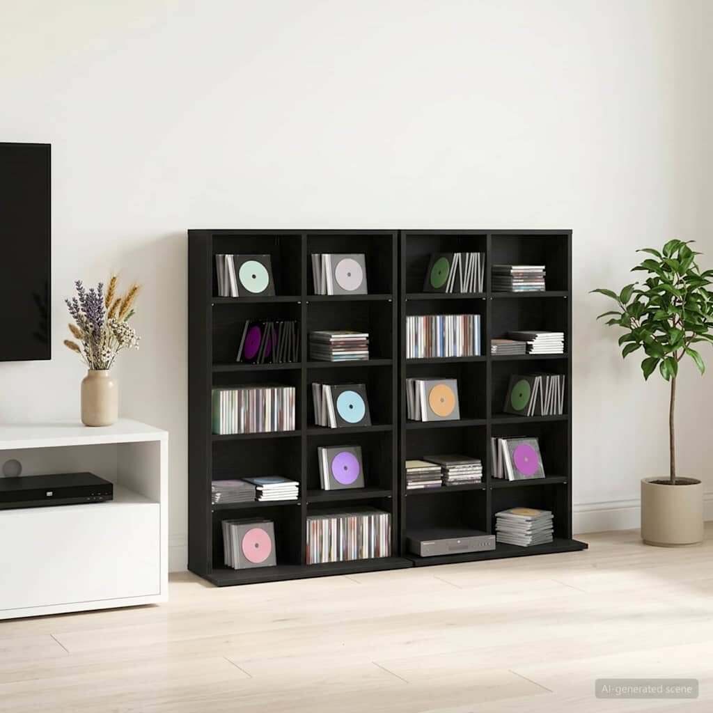 vidaXL Кабинет за CD 2 бр. Черен дъб 65 x 235 x 975 см