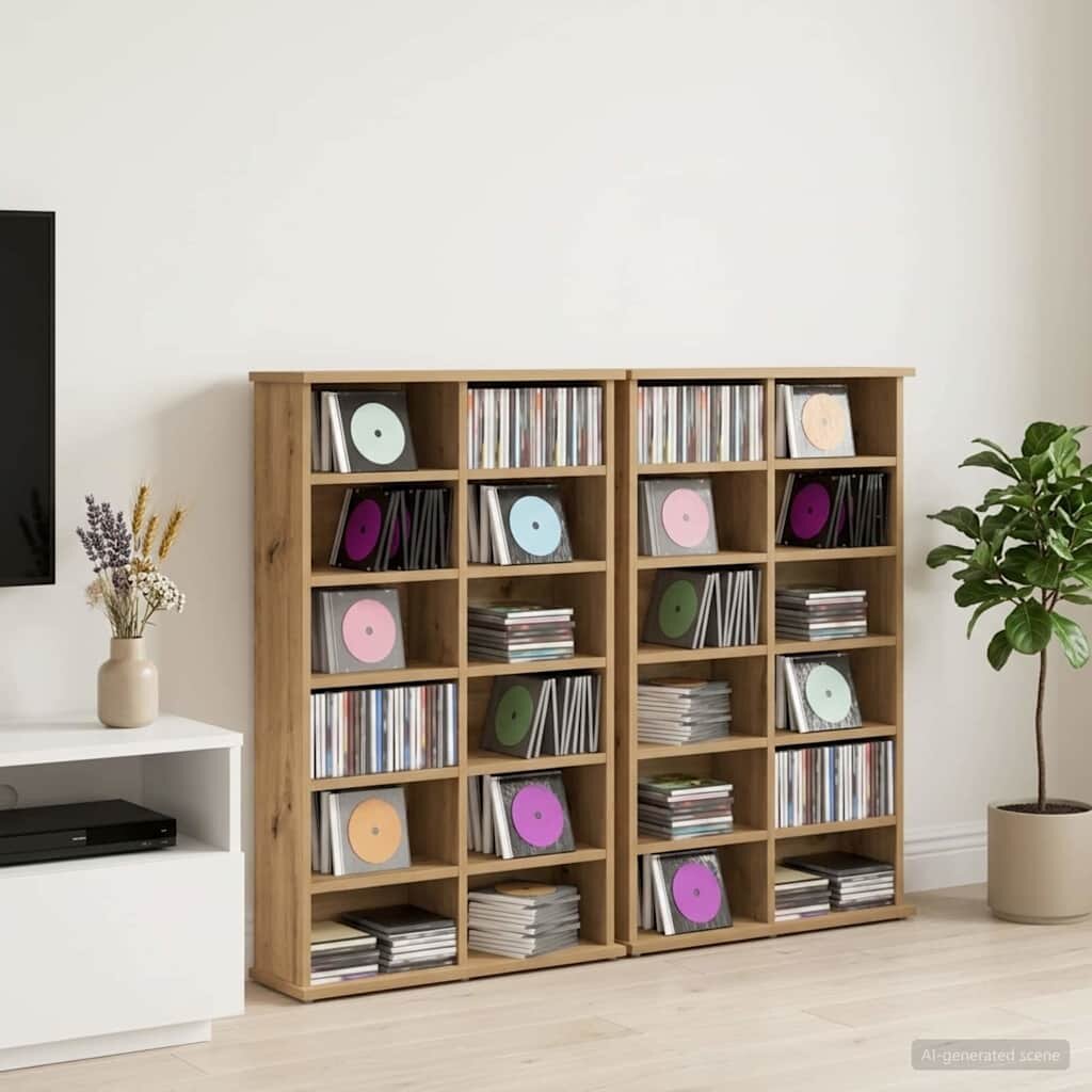 vidaXL Кабинет за CD 2 бр. Дъб артизан 60 x 17 x 92 см