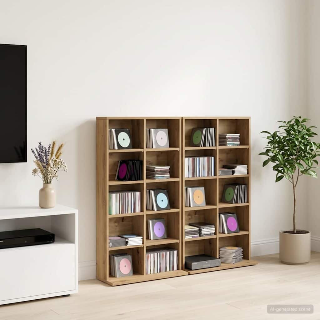 vidaXL Кабинет за CD 2 бр. Дъб артизан 65 x 235 x 975 см