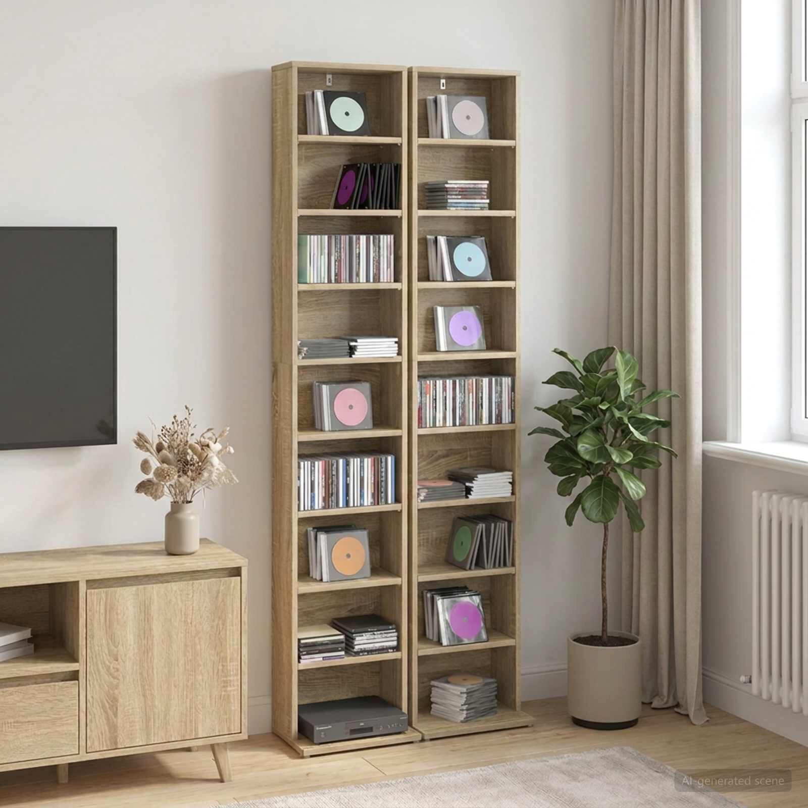 vidaXL Кабинет за CD 2 бр. Дъб сонома 33 x 235 x 175 см